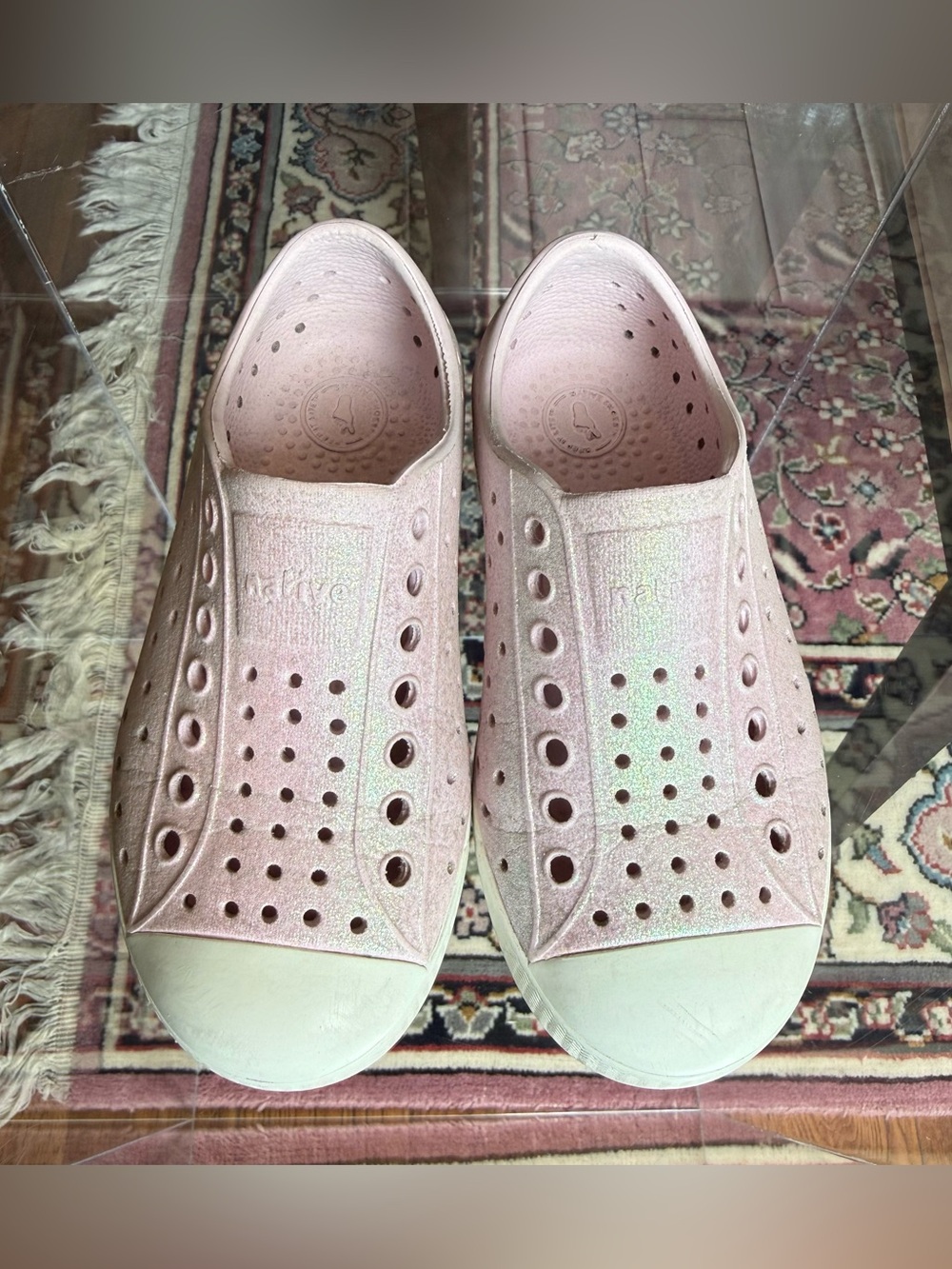 NATIVE SHOES | Jefferson Bling Sneakers Pink Bling/Shell White  Toddler 10